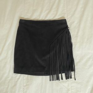 Suede fringe skirt